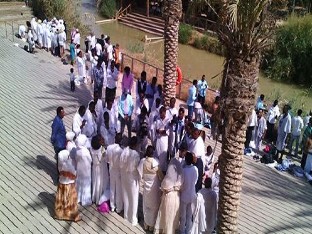 Erithreens at the Baptism site in the Jordan river