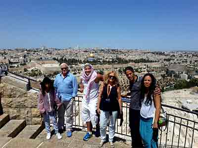 Jerusalem old city from the Mount of Olives with JonOne his family and friends August 2015